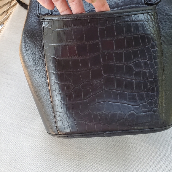 Brighton Black Leather Shoulder Bag with Silver Hardware Vintage! - Picture 5 of 9